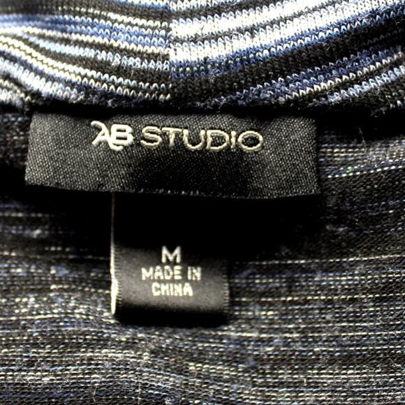 AB Studio Stripe Wrap Deep Scoop Long Sleeve Blouse Size M - Picture 6 of 7